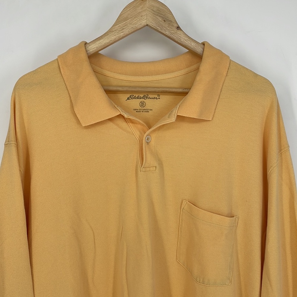EDDIE BAUER cotton long sleeve polo shirt yellow size 3XL TALL men's - Picture 5 of 5